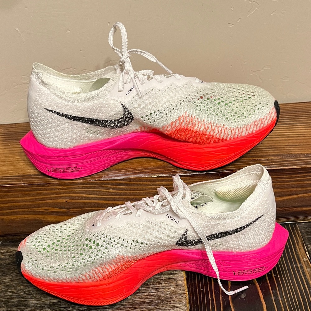 Nike Women's ZoomX Vaporfly 3 Running White/Bright Crimson - Picture 10 of 16